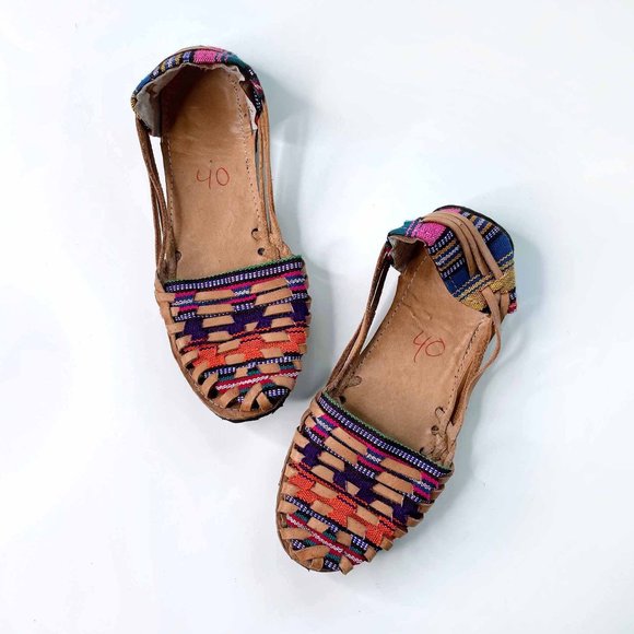 Vintage Shoes - handmade leather woven sandal shoe - size 40